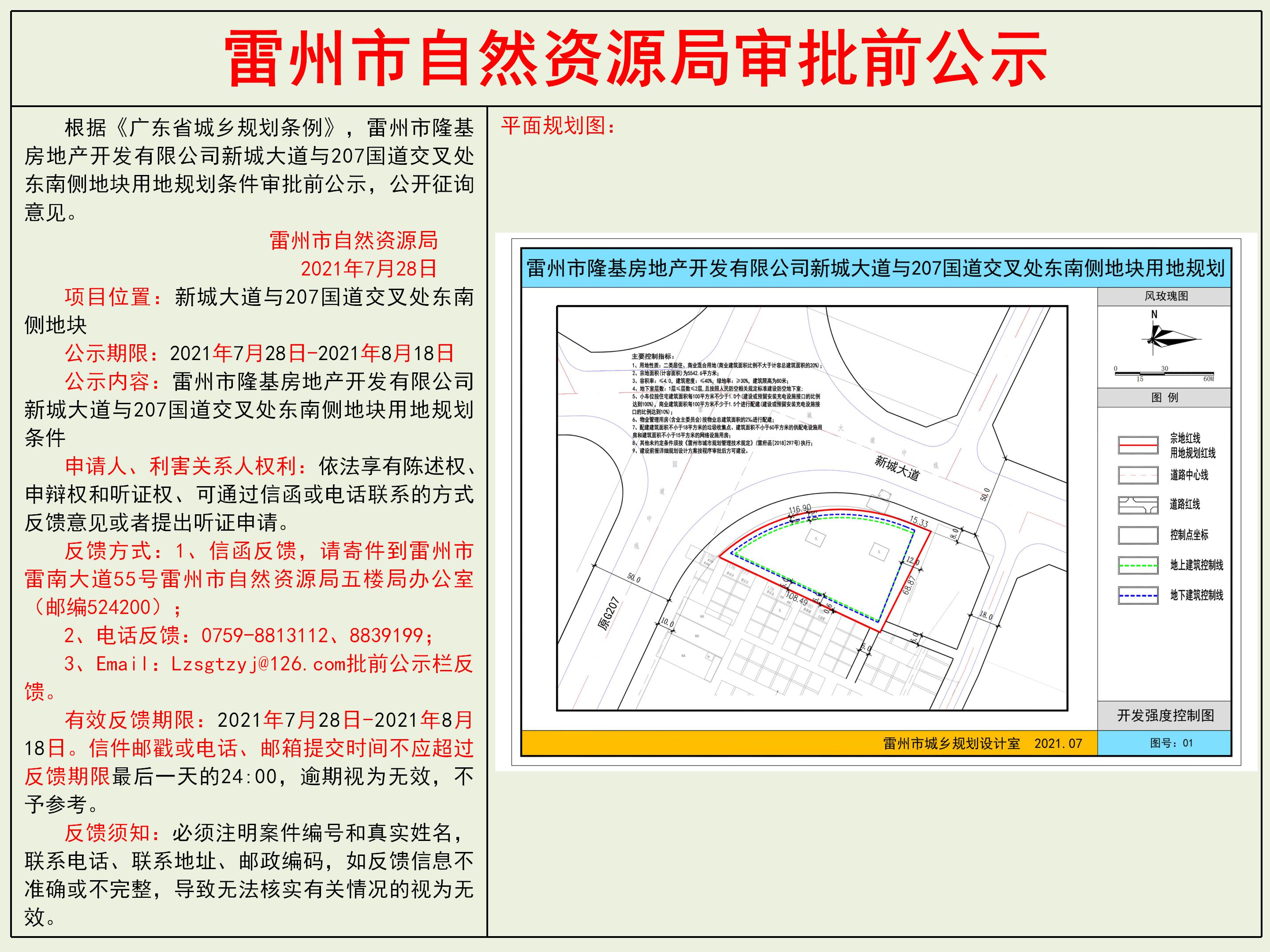 雷州市隆基房地产开发有限公司新城大道与207国道交叉处东南侧地块用地规划条件审批前公示.jpg
