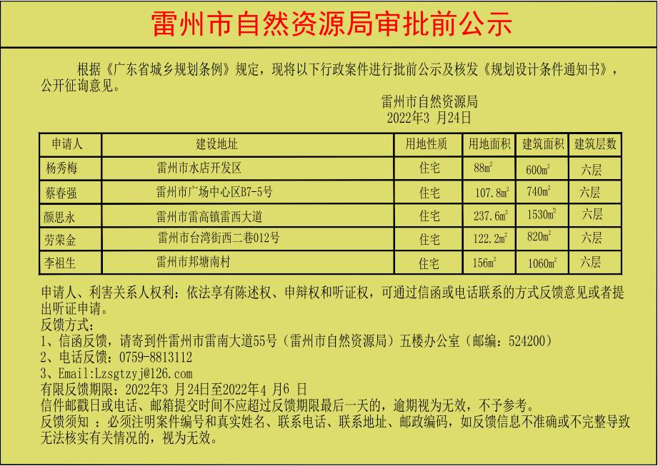 关于杨秀梅.蔡春强.颜思永.劳荣金.宋祖生批前公示及核发《规划设计条件通知书》.jpg