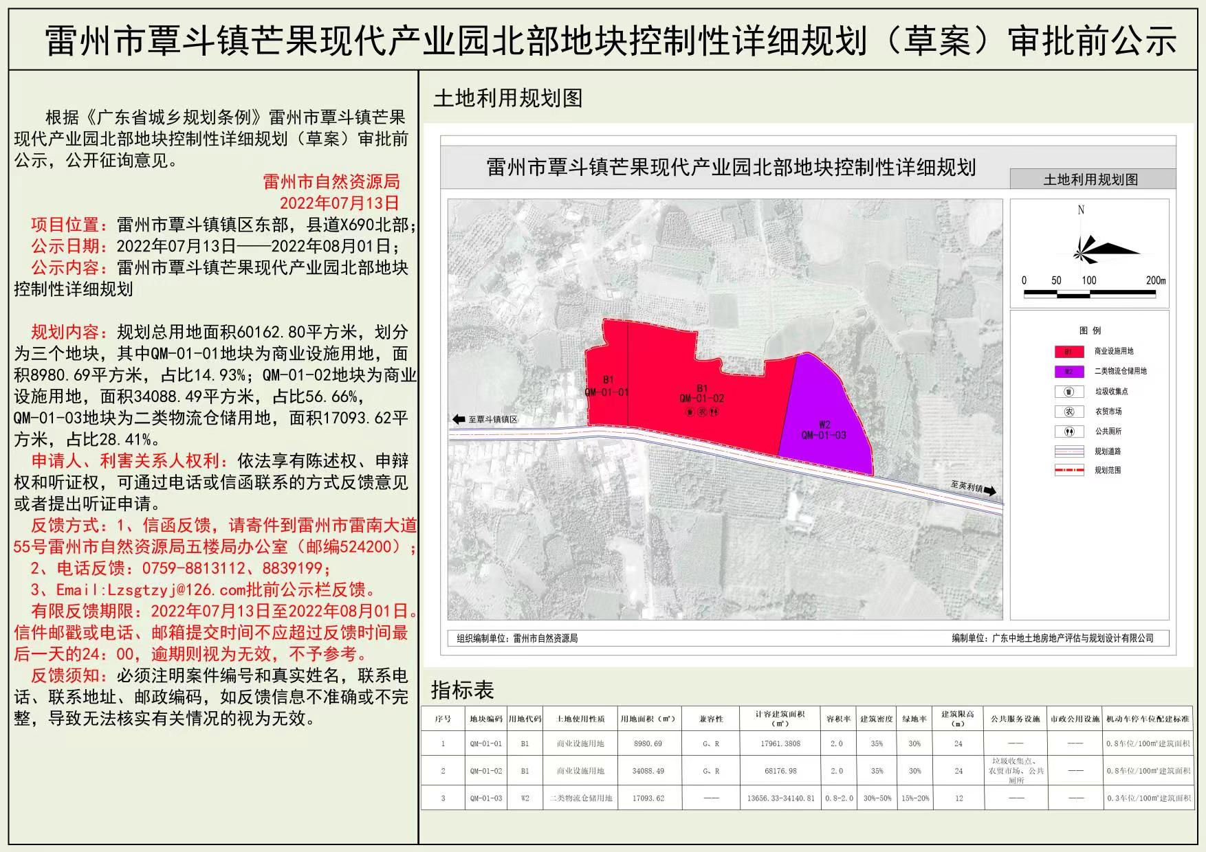 关于雷州市覃斗镇芒果现代产业园北部地块控制性详细规划（草案）审批前公示）.jpg