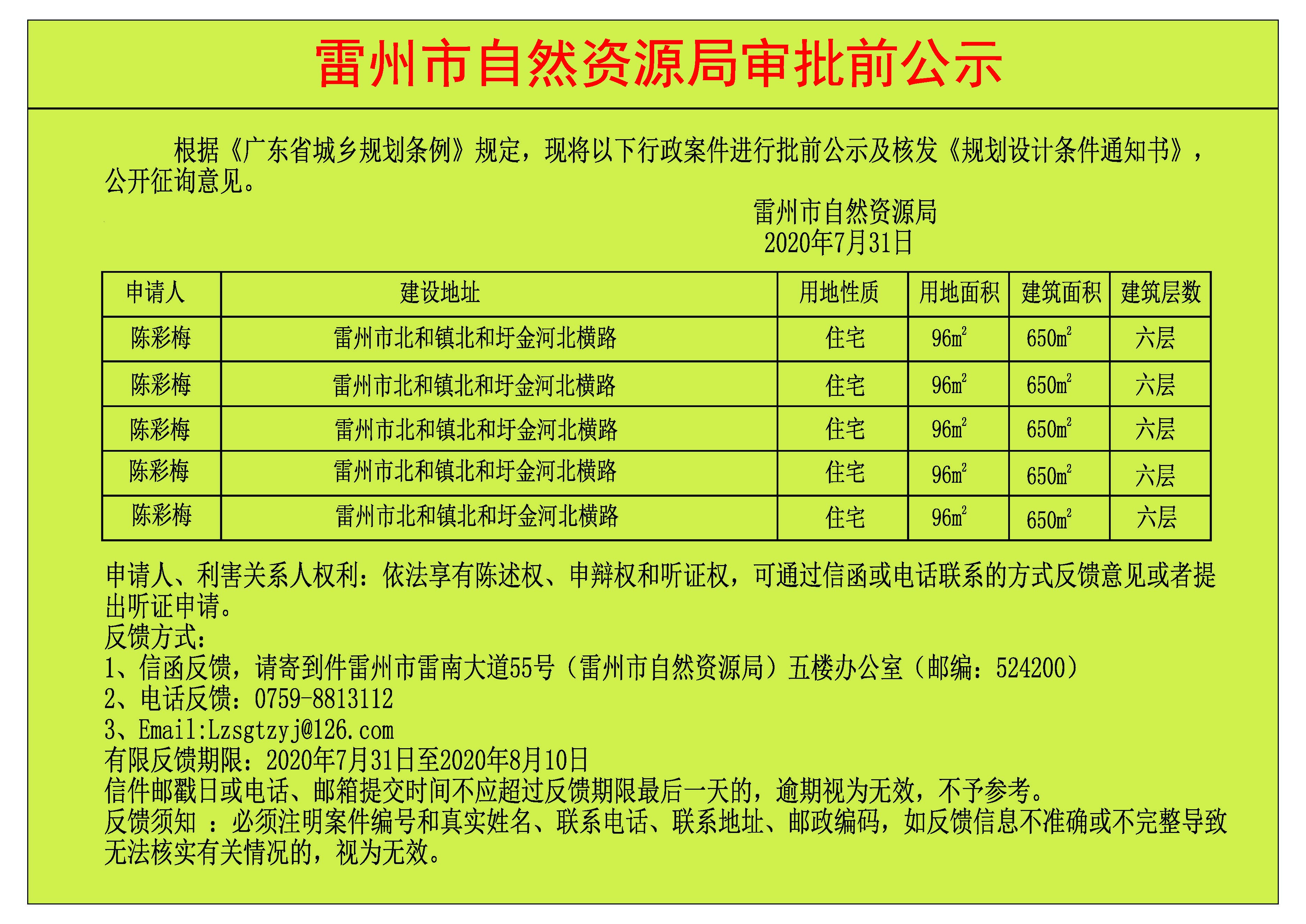 关于核发《规划设计条件通知书》审批前公示（陈彩梅）.jpg