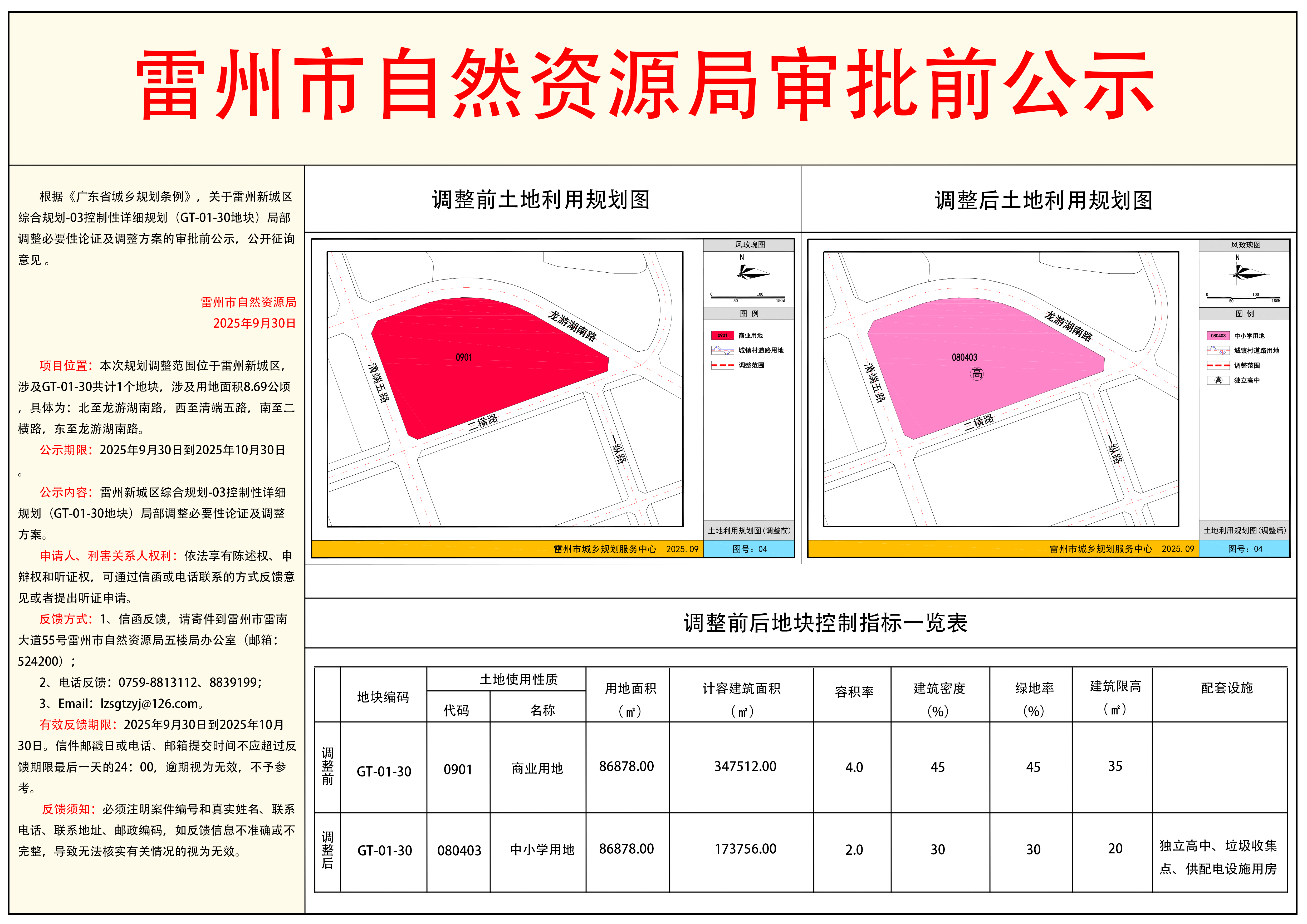 关于雷州新城区综合规划-03控制性详细规划(GT-01-30地块)局部调整必要性论证及调整方案（草案）公示.png